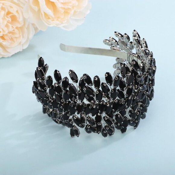 Black Crystal Hair Band for Wedding Prom Bridal Party Accessory main image 4